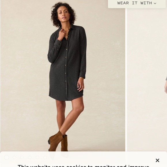 Faherty Legend Button Down Twill Sweater Dress Black Size Small Lagenlook - Picture 3 of 10